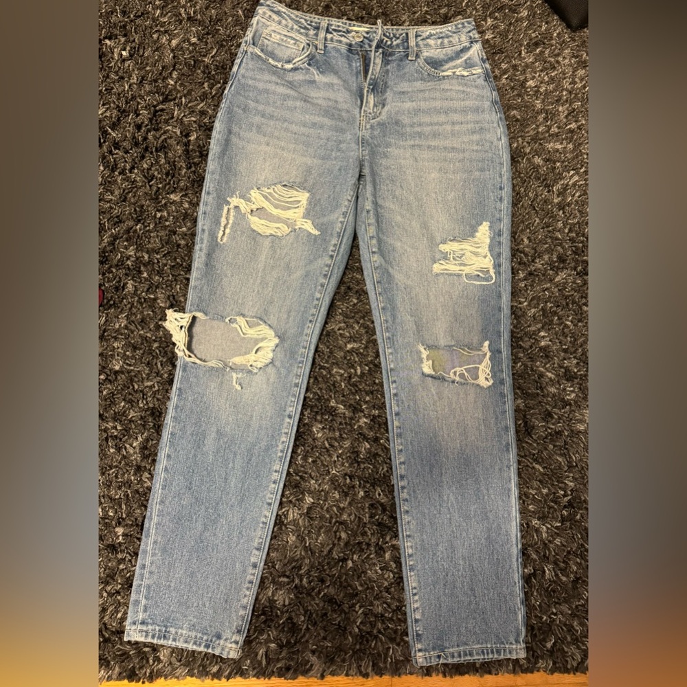 Altar'd State Light Blue Distressed Straight Leg Jeans